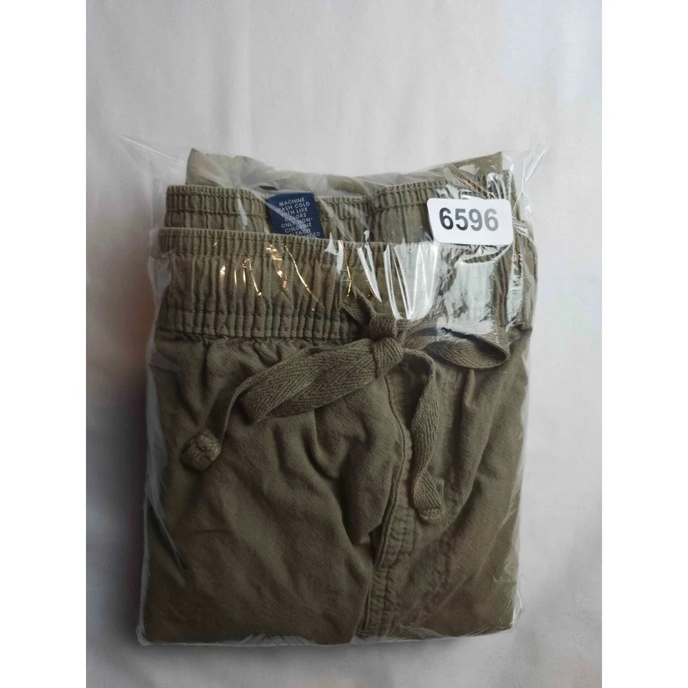 Karen Scott Cargo Utility Pants Womens XL Olive Green Cotton Drawstring Cropped